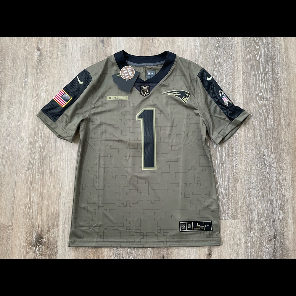 Nike NFL Cam Newton NE New England Patriots Salute to Service Jersey Men Sz L US